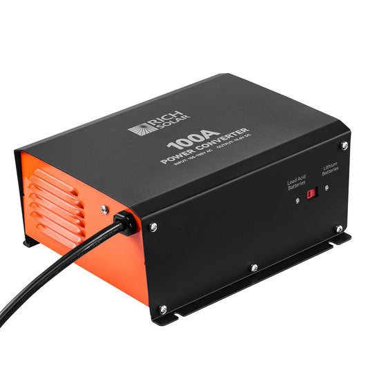 RICH SOLRA 100 Amp Power Converter | 100A 120V Battery Charger | Overload, Overheat, Reverse Polarity Protection | Plug and Play | UL 458 Certified
