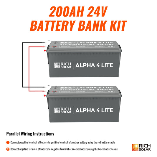 Rich Solar 24V LiFePO4 Off-Grid Battery Kits for RVs, Trailers, Cabins, Campers, Vans, Off-Grid
