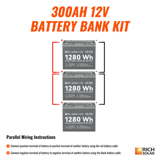 Rich Solar 12V LiFePO4 Off-Grid Battery Kits for RVs, Trailers, Cabins, Campers, Vans, Off-Grid