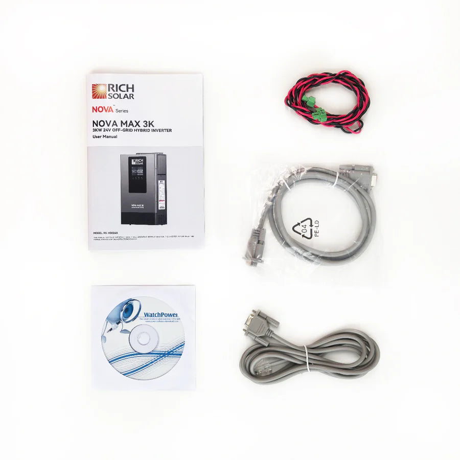 Rich Solar NOVA MAX 3K 2026 | 24V 3000W Off-Grid Hybrid Inverter | Pure Sine Wave Power for RVs, Campers, Vans, Trailers, Boats ; Off-Grid Systems