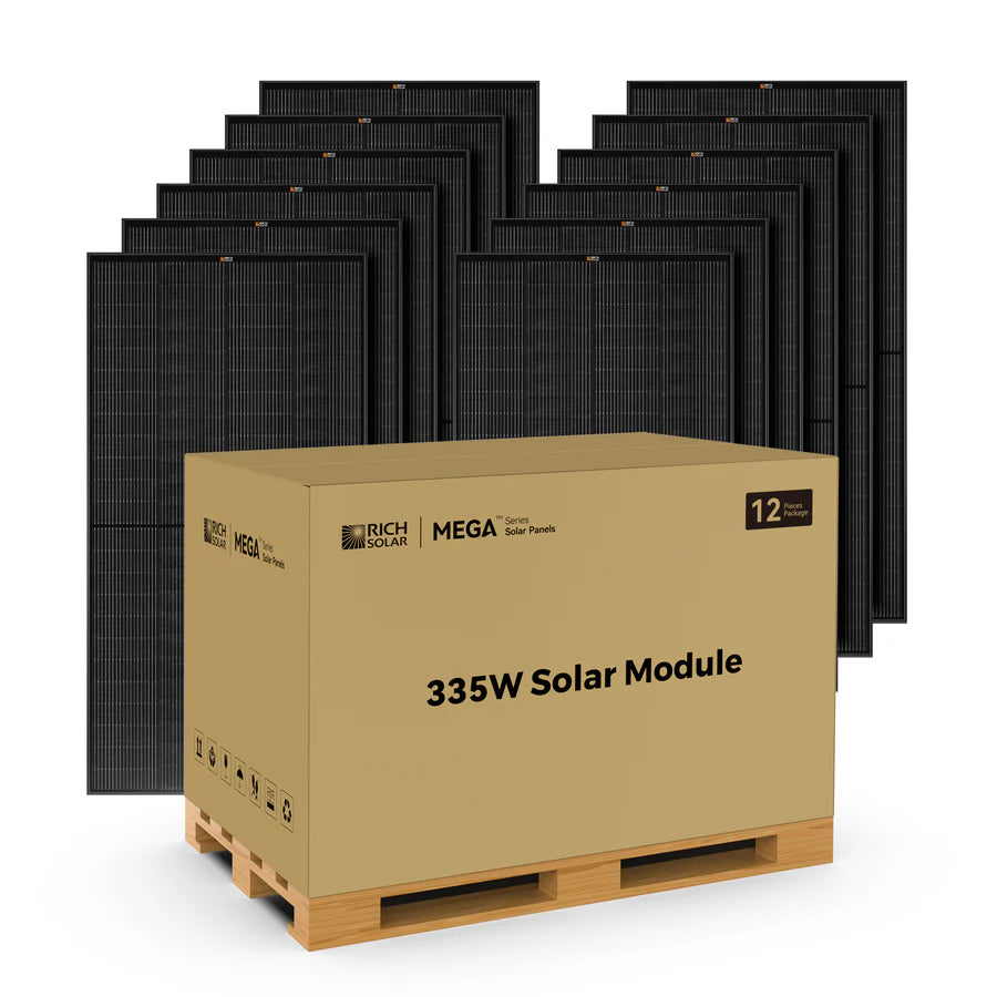 Rich Solar MEGA 335 PRO | 335 Watt Solar Panel | Premium Grid-tie or Off-grid Solar Panel for Residential, Commercial, Agriculture | 25-Year Output Warranty