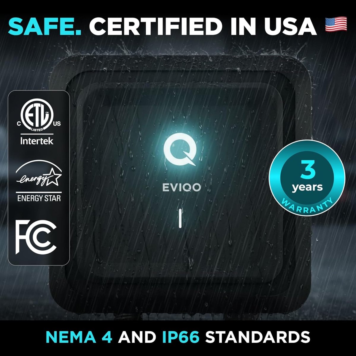 EVIQO Level 2 EV Charger, 40A (9.6kW), 240V, NEMA 14-50 Plug-in, J1772 for Non-Tesla EVs-EcoPowerit