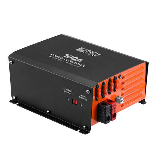 RICH SOLRA 100 Amp Power Converter | 100A 120V Battery Charger | Overload, Overheat, Reverse Polarity Protection | Plug and Play | UL 458 Certified