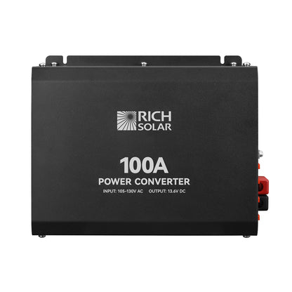 RICH SOLRA 100 Amp Power Converter | 100A 120V Battery Charger | Overload, Overheat, Reverse Polarity Protection | Plug and Play | UL 458 Certified