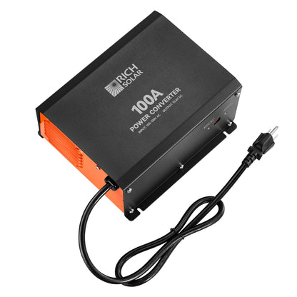 RICH SOLRA 100 Amp Power Converter | 100A 120V Battery Charger | Overload, Overheat, Reverse Polarity Protection | Plug and Play | UL 458 Certified