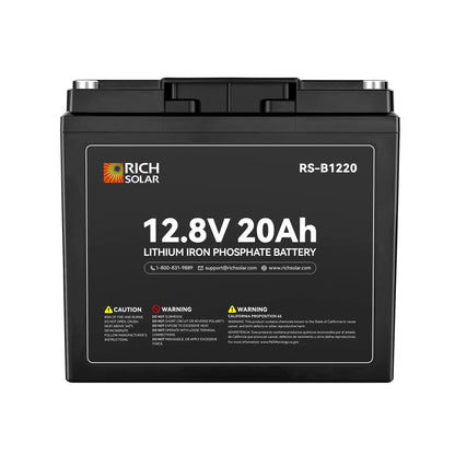 Rich Solar 12V 20Ah LiFePO₄ Battery | 256Wh Lithium Battery, 3,000+ Cycles | for RV, Solar, Off-Grid, Marine & Backup
