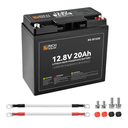 Rich Solar 12V 20Ah LiFePO₄ Battery | 256Wh Lithium Battery, 3,000+ Cycles | for RV, Solar, Off-Grid, Marine & Backup