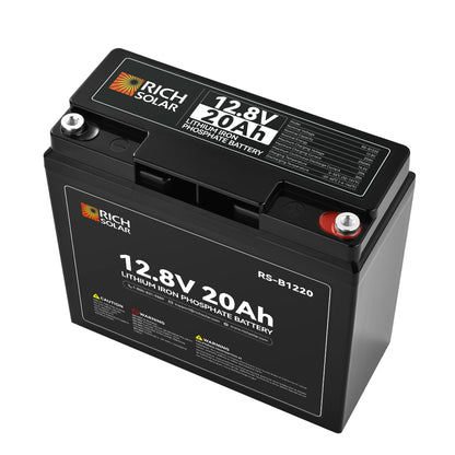 Rich Solar 12V 20Ah LiFePO₄ Battery | 256Wh Lithium Battery, 3,000+ Cycles | for RV, Solar, Off-Grid, Marine & Backup