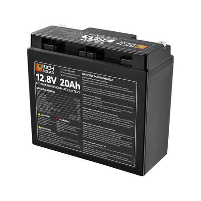 Rich Solar 12V 20Ah LiFePO₄ Battery | 256Wh Lithium Battery, 3,000+ Cycles | for RV, Solar, Off-Grid, Marine & Backup