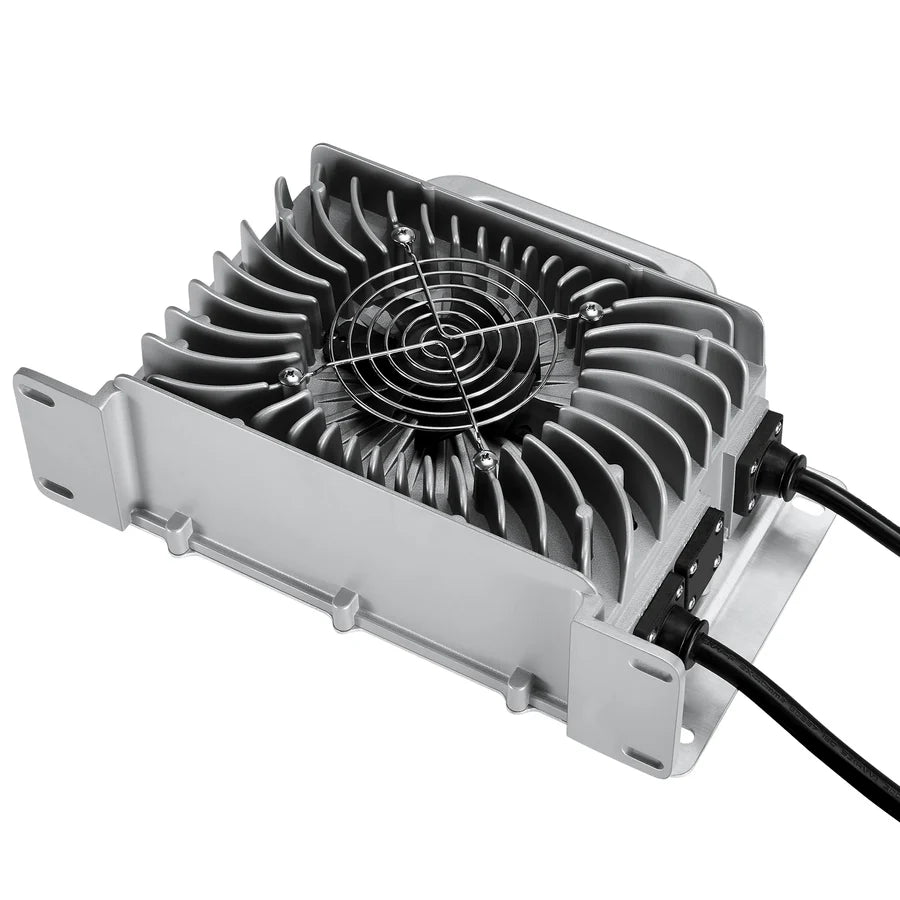 RICH SOLRA 48V (57.6V) Waterproof LiFePO4 Charger | 20A / 25A, 100-240V AC, 8-in-1 Protection, Fan-Cooled