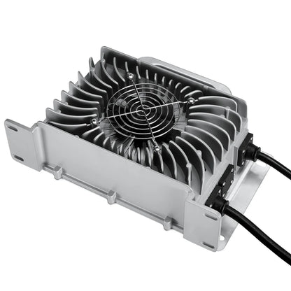 RICH SOLRA 48V (57.6V) Waterproof LiFePO4 Charger | 20A / 25A, 100-240V AC, 8-in-1 Protection, Fan-Cooled