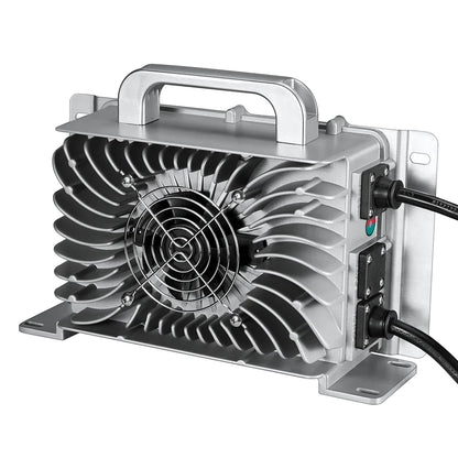 RICH SOLRA 48V (57.6V) Waterproof LiFePO4 Charger | 20A / 25A, 100-240V AC, 8-in-1 Protection, Fan-Cooled