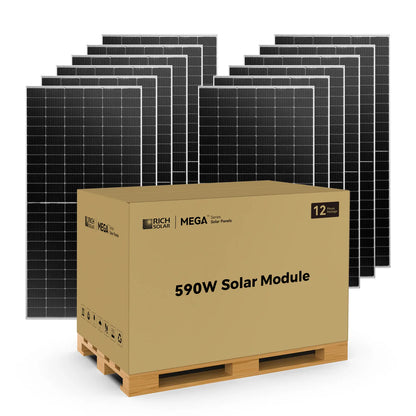 Rich Solar MEGA 590 BIFACIAL | 590 Watt Bifacial Solar Panel | Premium Grid-tie or Off-grid Solar Panel