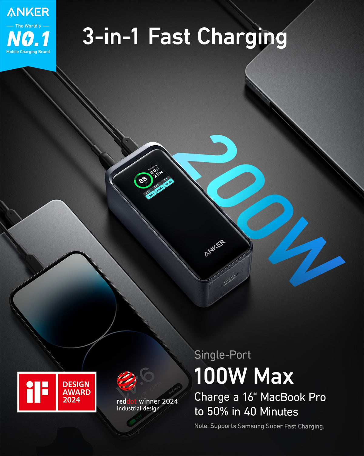 Anker Prime Power Bank (20K, 200W)