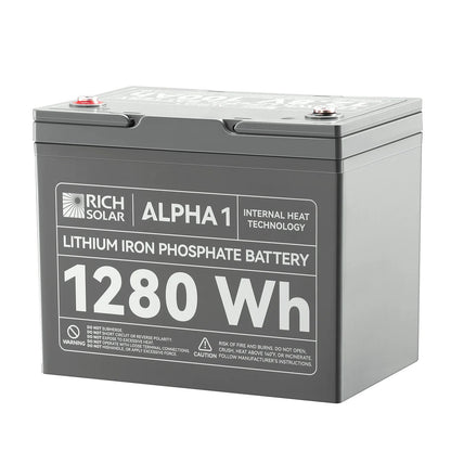 Rich Solar ALPHA 1 Series | 12V 100Ah LiFePO4 Battery | Powerful 12V Lithium Battery for RVs, Trailers, Vans, Boats, Off-Grid| Bluetooth and Internal Heat Technology