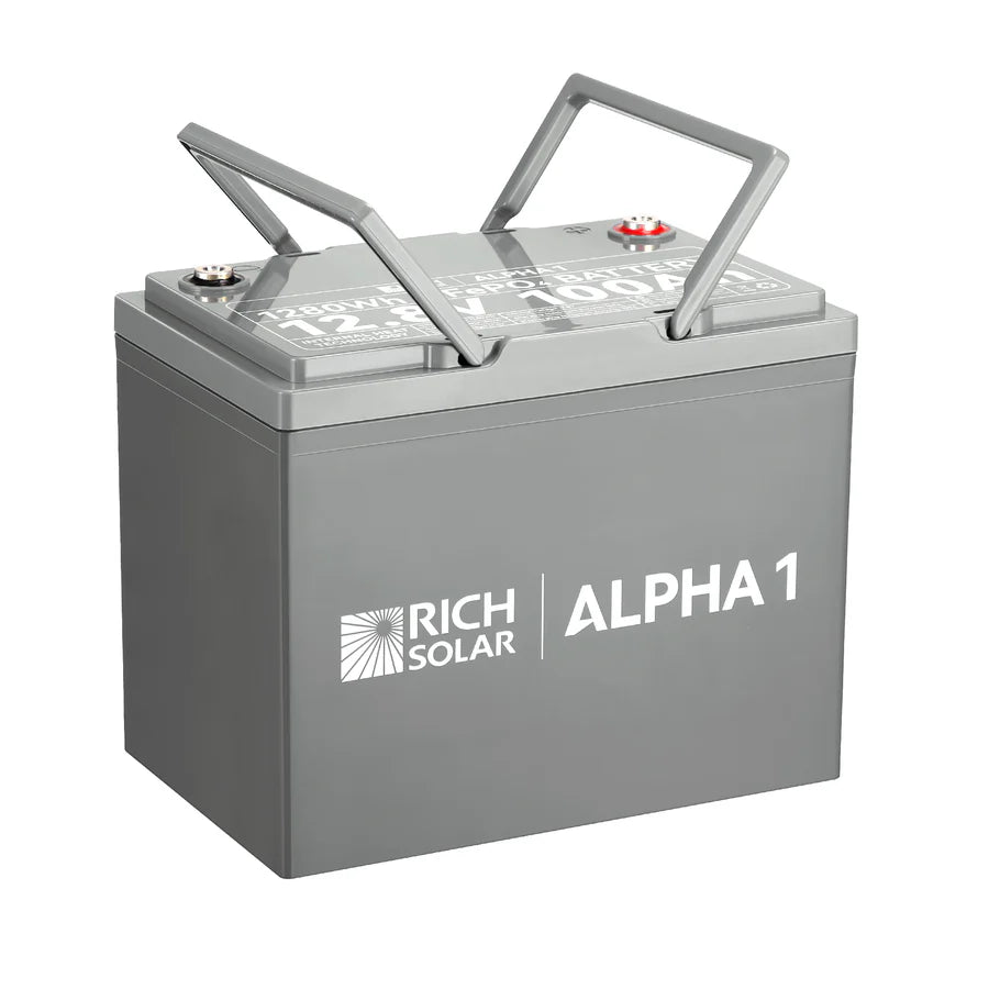 Rich Solar ALPHA 1 Series | 12V 100Ah LiFePO4 Battery | Powerful 12V Lithium Battery for RVs, Trailers, Vans, Boats, Off-Grid| Bluetooth and Internal Heat Technology