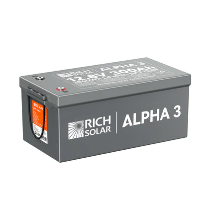 Rich Solar ALPHA 3 Series | Fast-Charging 12V 300Ah LiFePO4 Battery for RVs, Cabinets, Off-Grid| Internal Heat Technology | Bluetooth