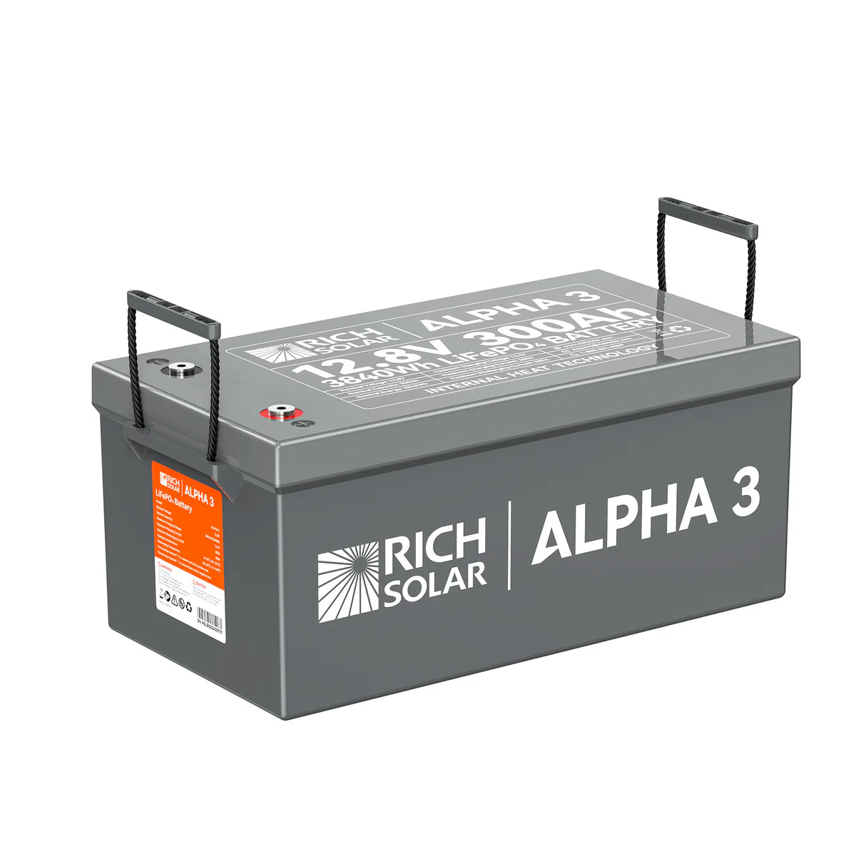 Rich Solar ALPHA 3 Series | Fast-Charging 12V 300Ah LiFePO4 Battery for RVs, Cabinets, Off-Grid| Internal Heat Technology | Bluetooth