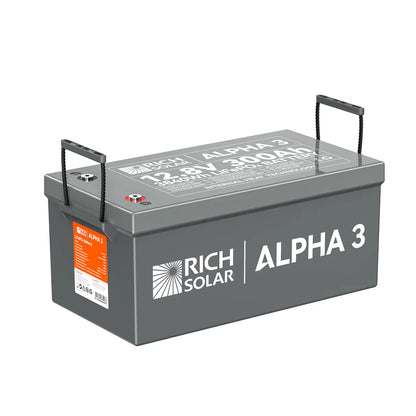 Rich Solar ALPHA 3 Series | Fast-Charging 12V 300Ah LiFePO4 Battery for RVs, Cabinets, Off-Grid| Internal Heat Technology | Bluetooth