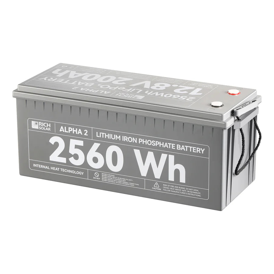 Rich Solar ALPHA 2 Series | 12V 200Ah LiFePO4 Battery | Best 12V Deep Cycle Lithium Battery for RVs, Trailers, Vans, Boats, Off-Grid