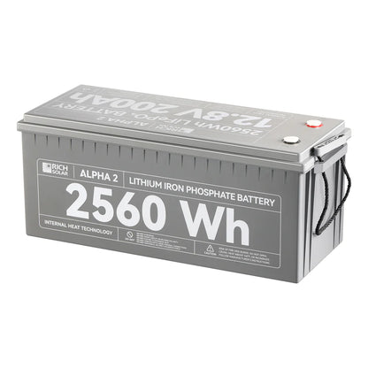 Rich Solar ALPHA 2 Series | 12V 200Ah LiFePO4 Battery | Best 12V Deep Cycle Lithium Battery for RVs, Trailers, Vans, Boats, Off-Grid
