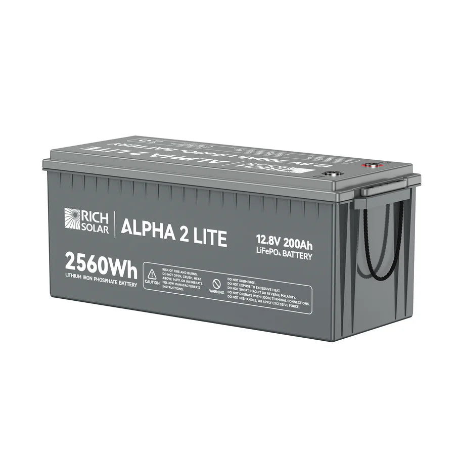 Rich Solar ALPHA 2 Series | 12V 200Ah LiFePO4 Battery | Best 12V Deep Cycle Lithium Battery for RVs, Trailers, Vans, Boats, Off-Grid