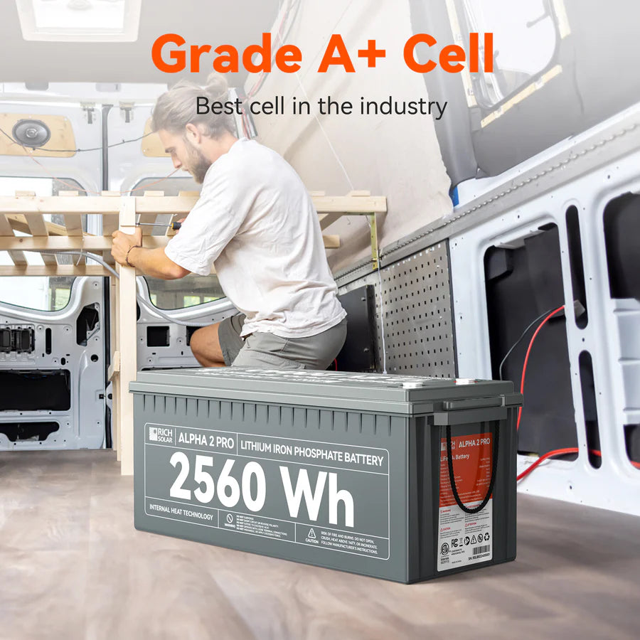 Rich Solar ALPHA 2 Series | 12V 200Ah LiFePO4 Battery | Best 12V Deep Cycle Lithium Battery for RVs, Trailers, Vans, Boats, Off-Grid