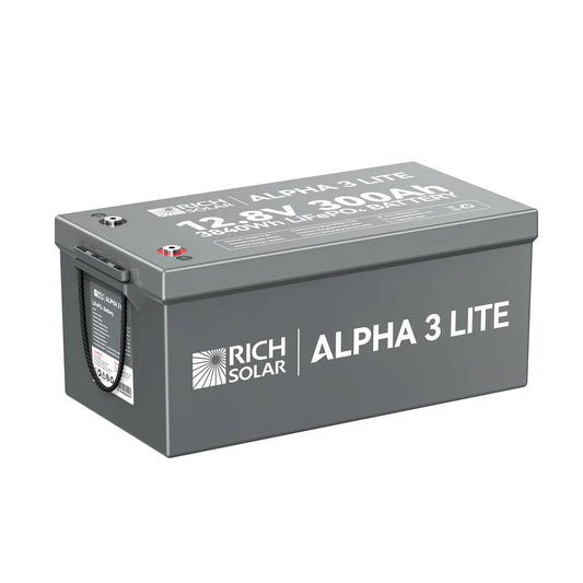 Rich Solar ALPHA 3 Series | Fast-Charging 12V 300Ah LiFePO4 Battery for RVs, Cabinets, Off-Grid| Internal Heat Technology | Bluetooth