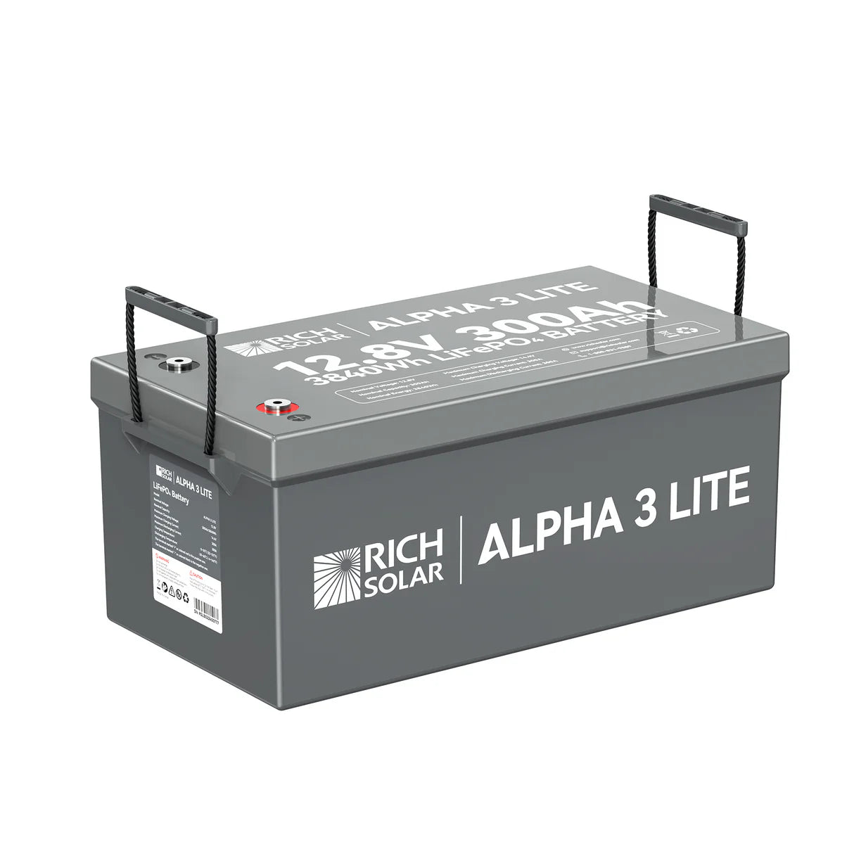 Rich Solar ALPHA 3 Series | Fast-Charging 12V 300Ah LiFePO4 Battery for RVs, Cabinets, Off-Grid| Internal Heat Technology | Bluetooth