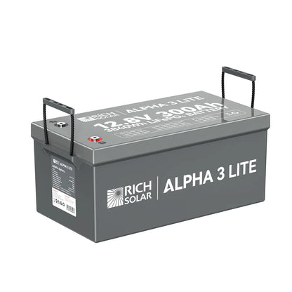Rich Solar ALPHA 3 Series | Fast-Charging 12V 300Ah LiFePO4 Battery for RVs, Cabinets, Off-Grid| Internal Heat Technology | Bluetooth