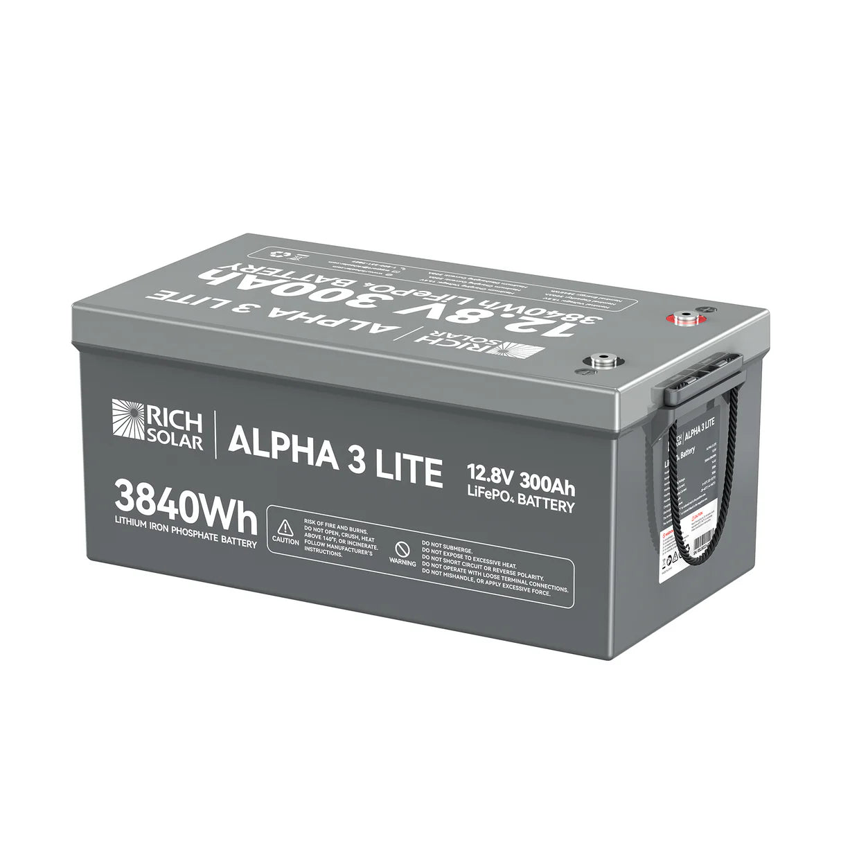 Rich Solar ALPHA 3 Series | Fast-Charging 12V 300Ah LiFePO4 Battery for RVs, Cabinets, Off-Grid| Internal Heat Technology | Bluetooth