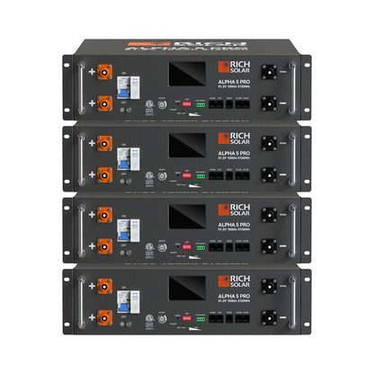Rich Solar ALPHA 5 PRO | 51.2V 100Ah LiFePO4 Battery | Premium 48V Server Rack Lithium Battery for Residential, Commercial, RVs, Off-Grid | 7,000 Lifetime Cycles | 10 Year Warranty | UL1973, UL9540A Certified