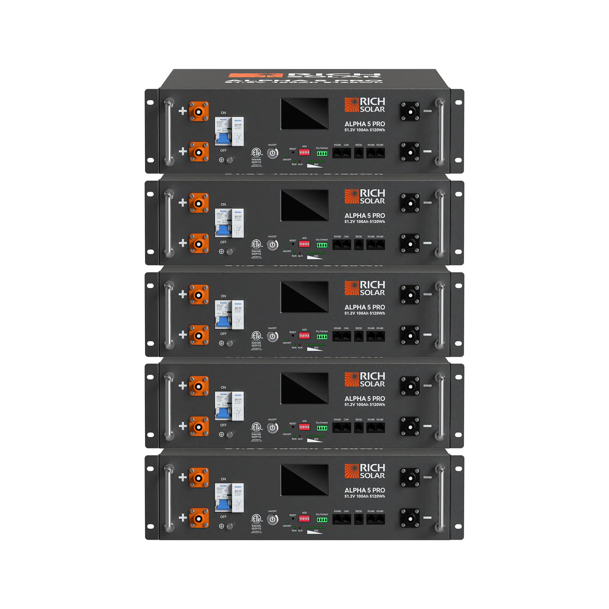 Rich Solar ALPHA 5 PRO | 51.2V 100Ah LiFePO4 Battery | Premium 48V Server Rack Lithium Battery for Residential, Commercial, RVs, Off-Grid | 7,000 Lifetime Cycles | 10 Year Warranty | UL1973, UL9540A Certified