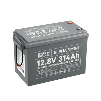 Rich Solar ALPHA 3 MINI | 12V 314Ah LiFePO₄ Battery | 40% More Compact, Built-in Heater & Bluetooth | Lithium Battery for RV, Solar, Off-Grid & Home Backup