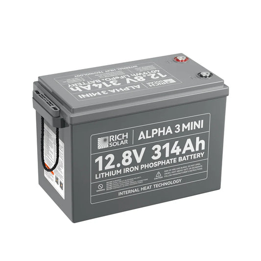 Rich Solar ALPHA 3 MINI | 12V 314Ah LiFePO₄ Battery | 40% More Compact, Built-in Heater & Bluetooth | Lithium Battery for RV, Solar, Off-Grid & Home Backup