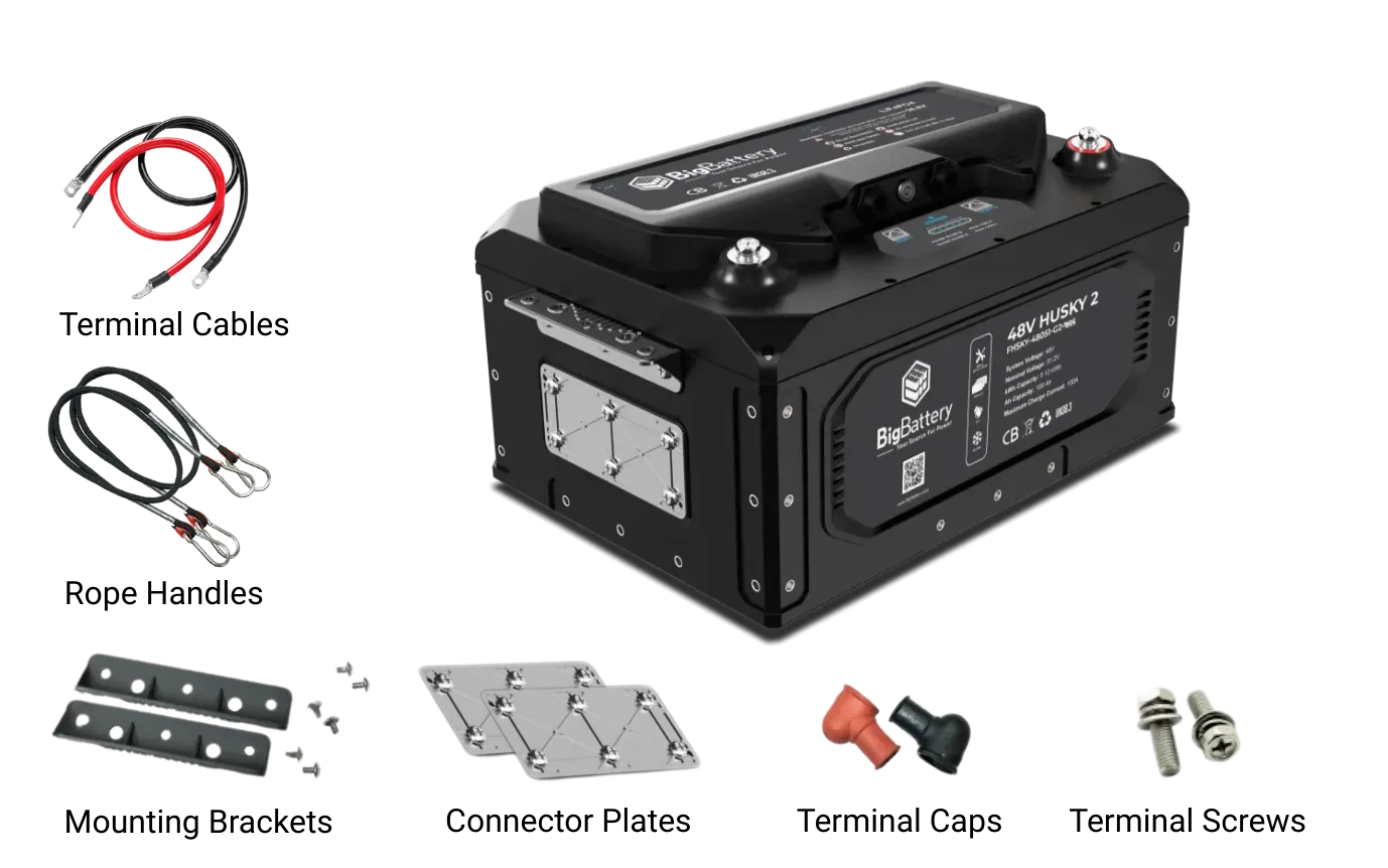 BigBattery 48V HUSKY 2 INV KIT Lithium Battery 5.12kWh 100Ah | LiFePO4 | Inverter Comms | RV | Off-Grid | Marine Battery