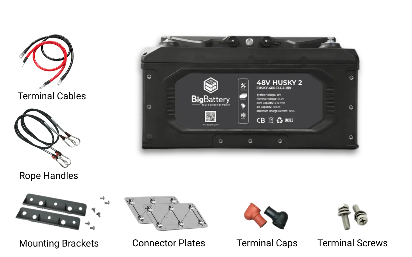 BigBattery 48V HUSKY 2 PWR | 5.12kWh LiFePO4 – High Power | Golf Cart | UTV | Industrial Battery