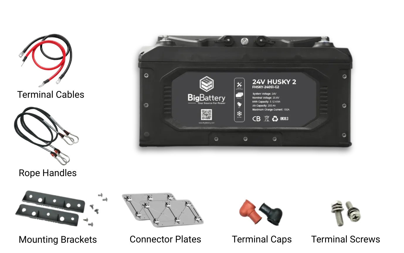 BigBattery 24V HUSKY 2 INV Lithium Battery 5.12kWh 200Ah | LiFePO4 | Inverter Comms | RV | Off-Grid | Marine Battery