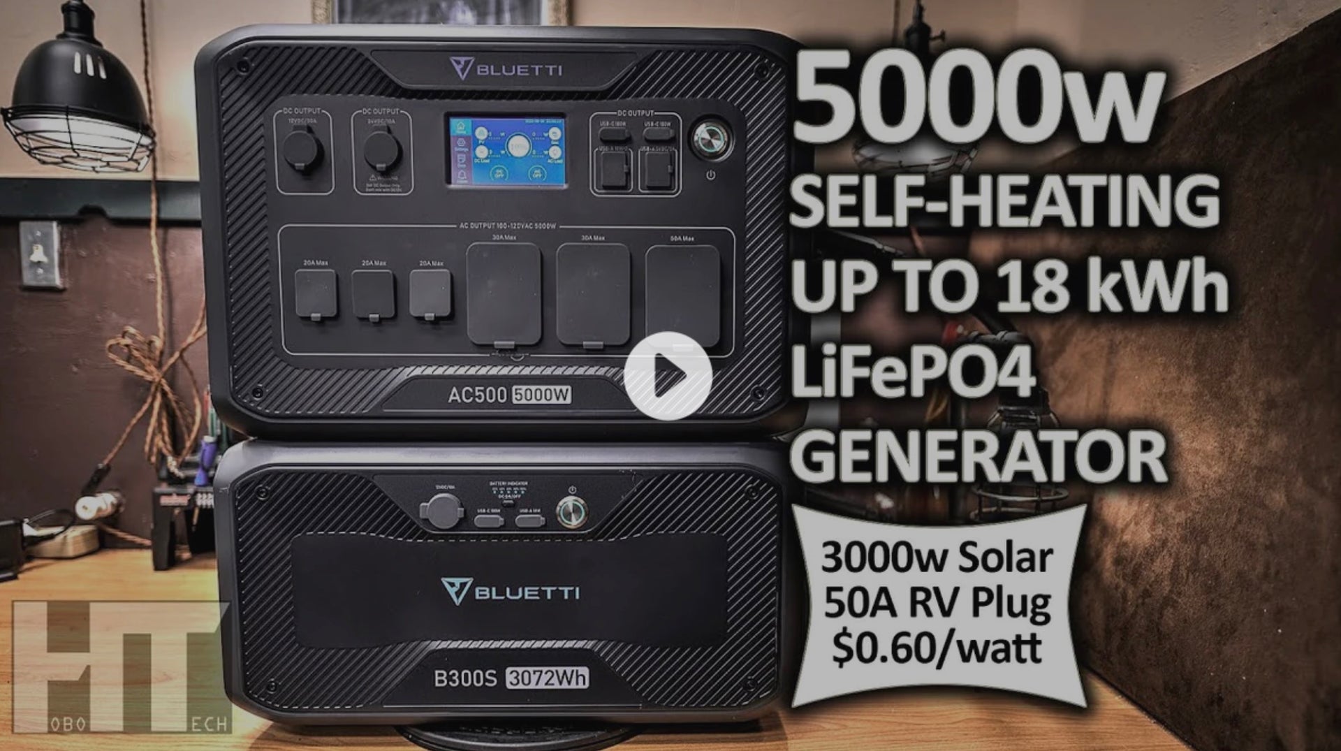 Load video: Bluetti AC500 5000w LiFePO4 UPS Portable Power Station Solar Generator Review-ecopowerit