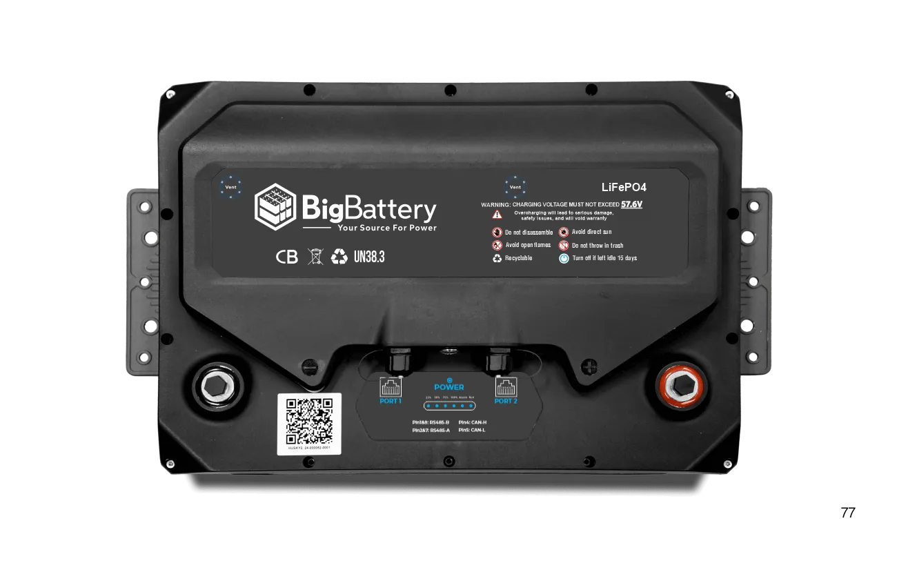BigBattery 48V HUSKY 2 INV KIT Lithium Battery 5.12kWh 100Ah | LiFePO4 | Inverter Comms | RV | Off-Grid | Marine Battery