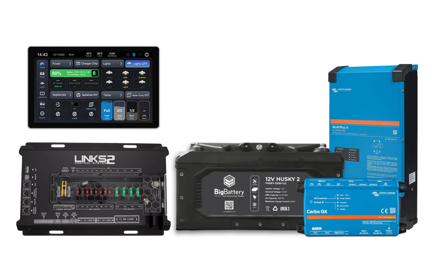 BigBattery 12V RV HUSKY2-Victron-LINKS2 Control System