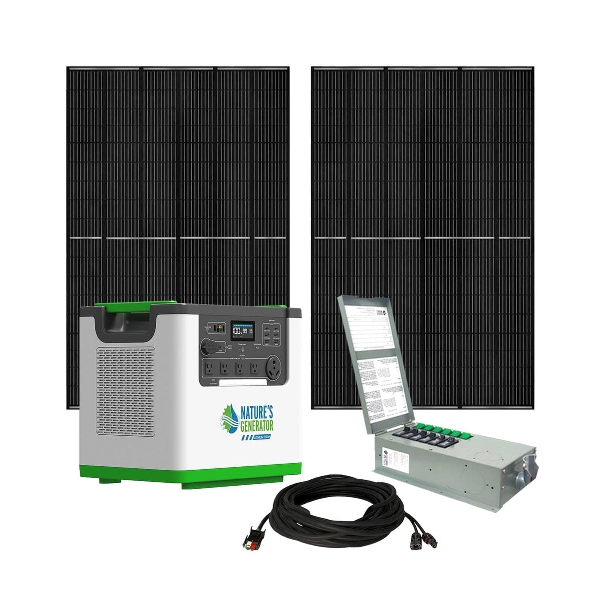 Nature's Generator Lithium 3600 Solar Generator and Transfer Switch Home Power Backup