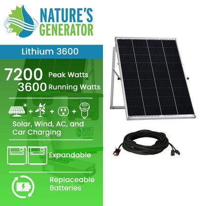 Nature's Generator Lithium 3600 Solar Generator and Transfer Switch Home Power Backup