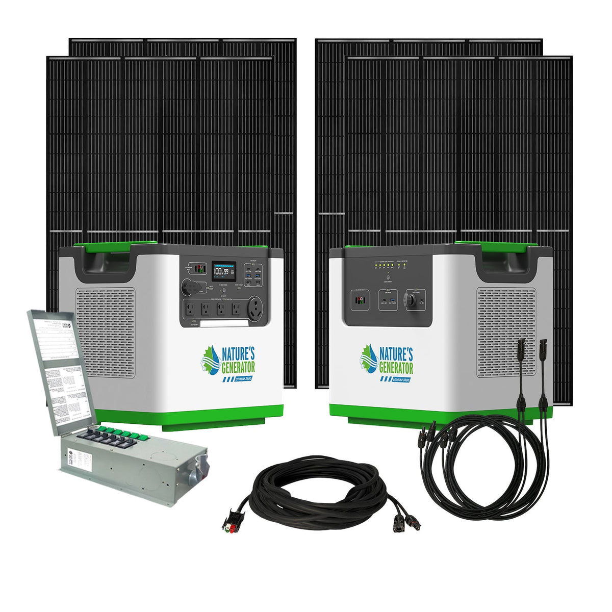 Nature's Generator Lithium 3600 Solar Generator and Transfer Switch Home Power Backup