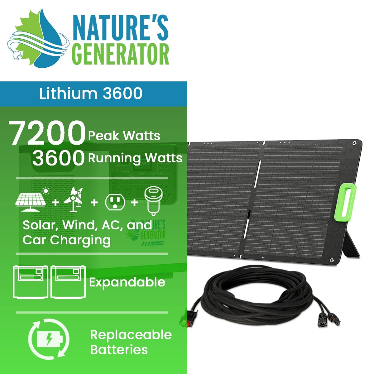 Nature's Generator Lithium 3600 Expandable Solar Generator
