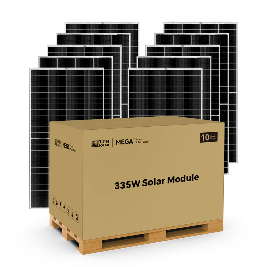 Rich Solar MEGA 335 PRO | 335 Watt Solar Panel | Premium Grid-tie or Off-grid Solar Panel for Residential, Commercial, Agriculture | 25-Year Output Warranty