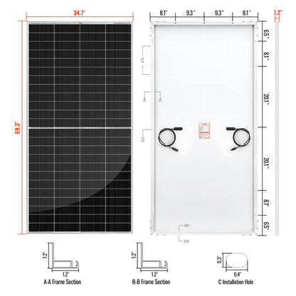 Rich Solar MEGA 335 PRO | 335 Watt Solar Panel | Premium Grid-tie or Off-grid Solar Panel for Residential, Commercial, Agriculture | 25-Year Output Warranty