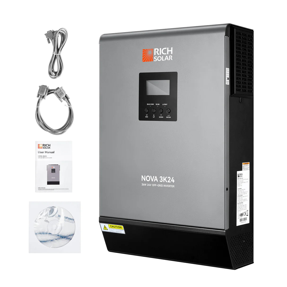 Rich Solar NOVA MAX 3K | 3kW 24 Volt Powerful Off-Grid Hybrid Solar Inverter for RVs, Trailers, Campers, Vans, Trucks, Overlanders, Boats | #1 Ranked 24V Hybrid Inverter