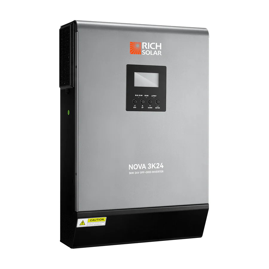 Rich Solar NOVA MAX 3K | 3kW 24 Volt Powerful Off-Grid Hybrid Solar Inverter for RVs, Trailers, Campers, Vans, Trucks, Overlanders, Boats | #1 Ranked 24V Hybrid Inverter