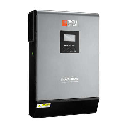 Rich Solar NOVA MAX 3K | 3kW 24 Volt Powerful Off-Grid Hybrid Solar Inverter for RVs, Trailers, Campers, Vans, Trucks, Overlanders, Boats | #1 Ranked 24V Hybrid Inverter